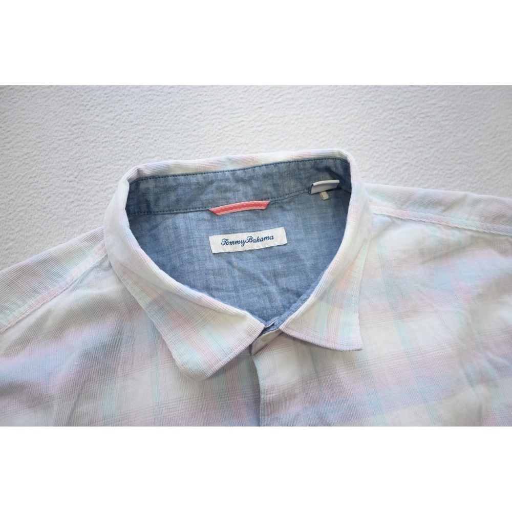 Tommy Bahama Button Front Dress Shirt Mens 3XL Plaid Light Corduroy Excellent
